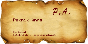 Peknik Anna névjegykártya